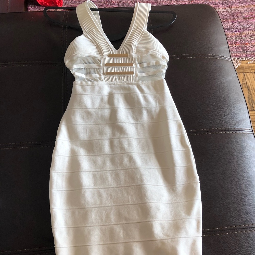 like Herve white mesh body con mini dress XXS